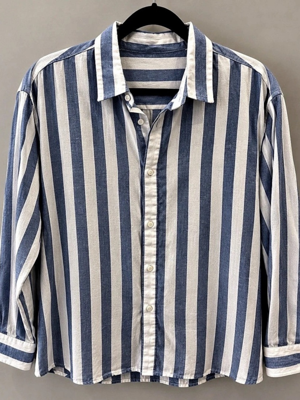 Striped Button Down Shirt in Blue & White